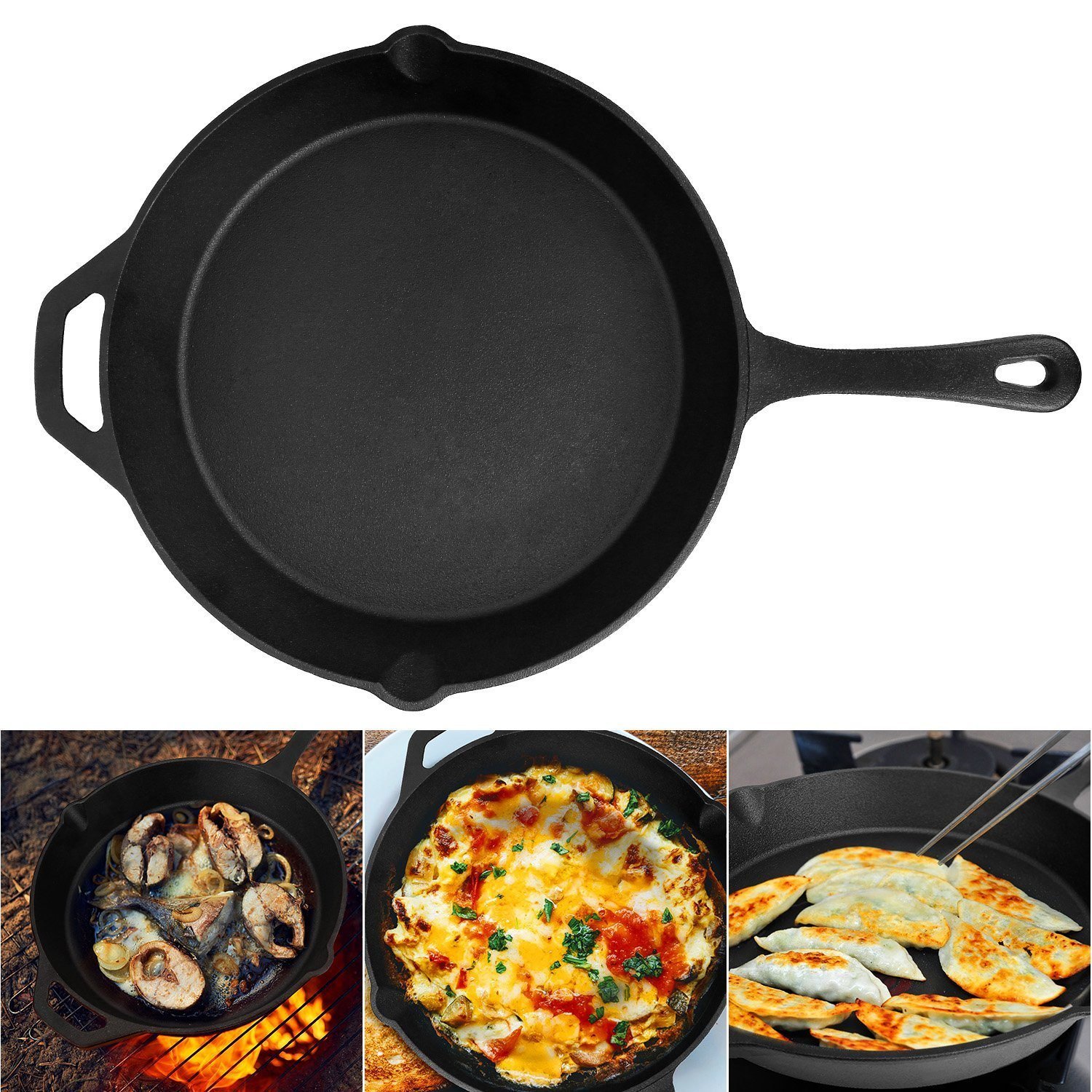 Pre-Seasoned Cast Iron Skillet Oven Safe Cookware Heat-Resistant Holder 12inch Large Frying Pan Pre-Seasoned Cast Iron Skillet Oven Safe Cookware Heat-Resistant Holder 12inch Large Frying Pan